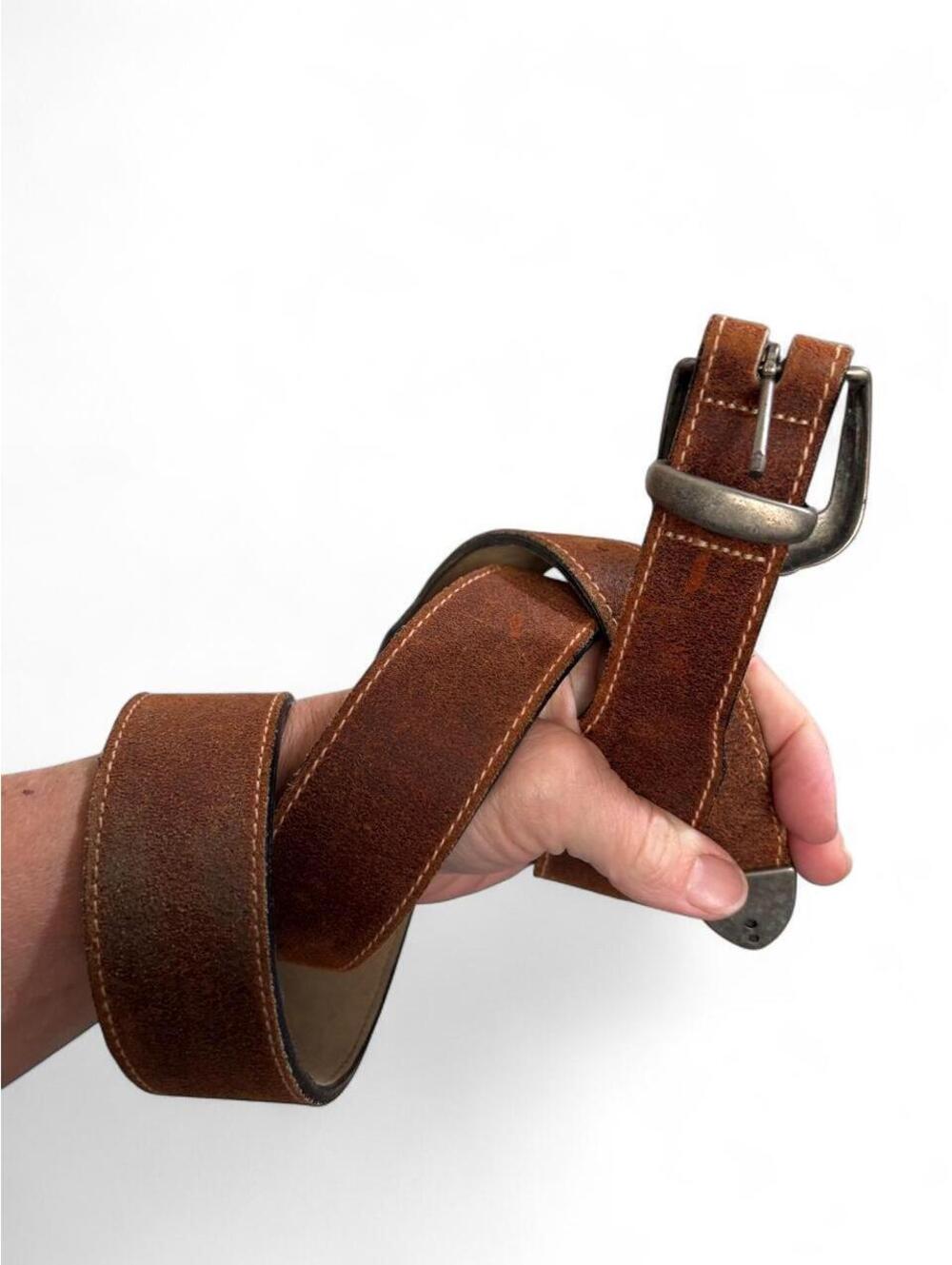 vintage suede western brown leather belt